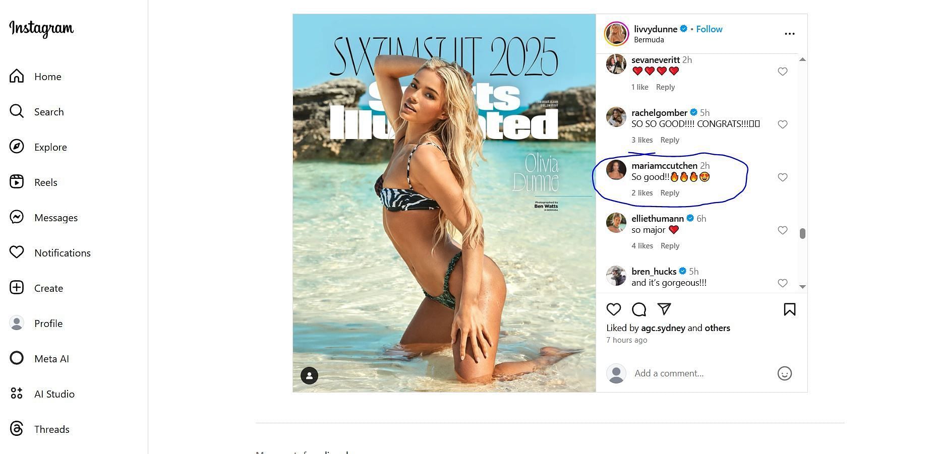 Olivia Dunne leaves Andrew McCutchen's wife, Maria, in awe with SI cover - Source: IG